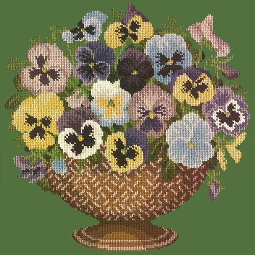 Pansy Bowl Needlepoint Kit Elizabeth Bradley Design Dark Green 