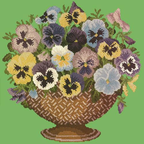 Pansy Bowl Needlepoint Kit Elizabeth Bradley Design Grass Green 