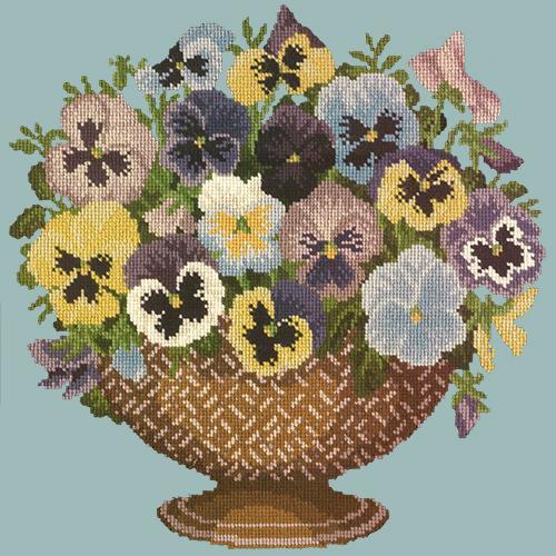 Pansy Bowl Needlepoint Kit Elizabeth Bradley Design Pale Blue 