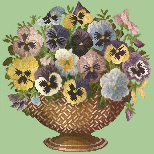 Pansy Bowl Needlepoint Kit Elizabeth Bradley Design Pale Green 