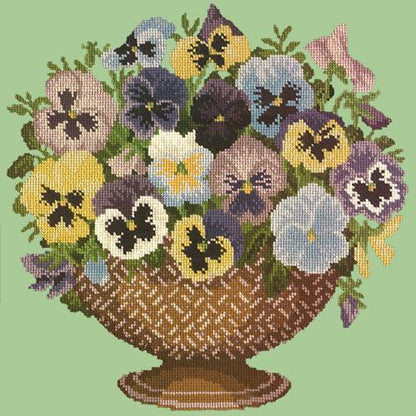 Pansy Bowl Needlepoint Kit Elizabeth Bradley Design Pale Green 