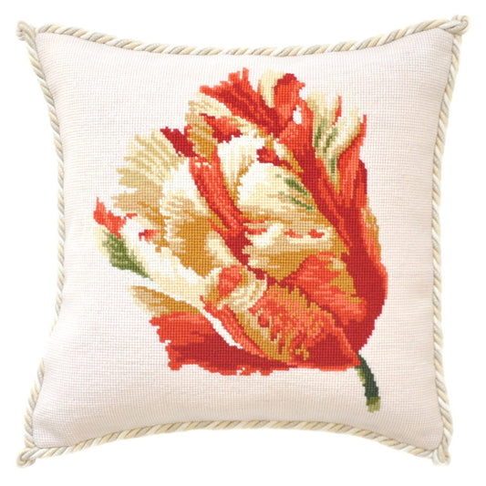 Parrot Tulip Needlepoint Kit Elizabeth Bradley Design Cream 