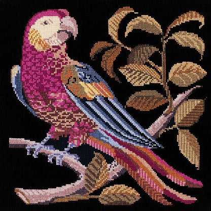 Pete the Parrot Needlepoint Kit Elizabeth Bradley Design Black 