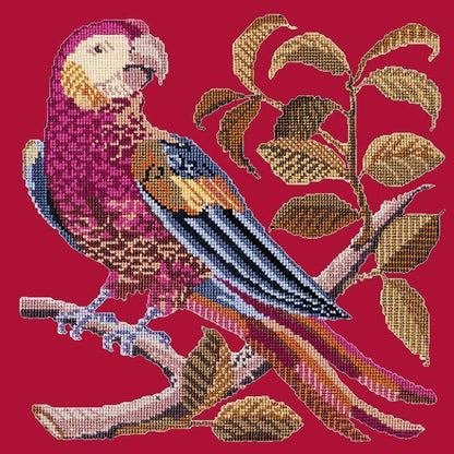 Pete the Parrot Needlepoint Kit Elizabeth Bradley Design Bright Red 