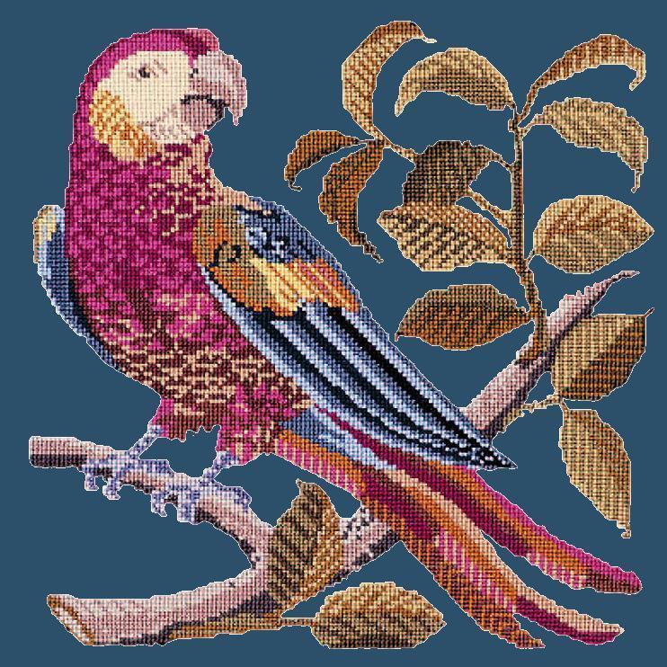 Pete the Parrot Needlepoint Kit Elizabeth Bradley Design Dark Blue 