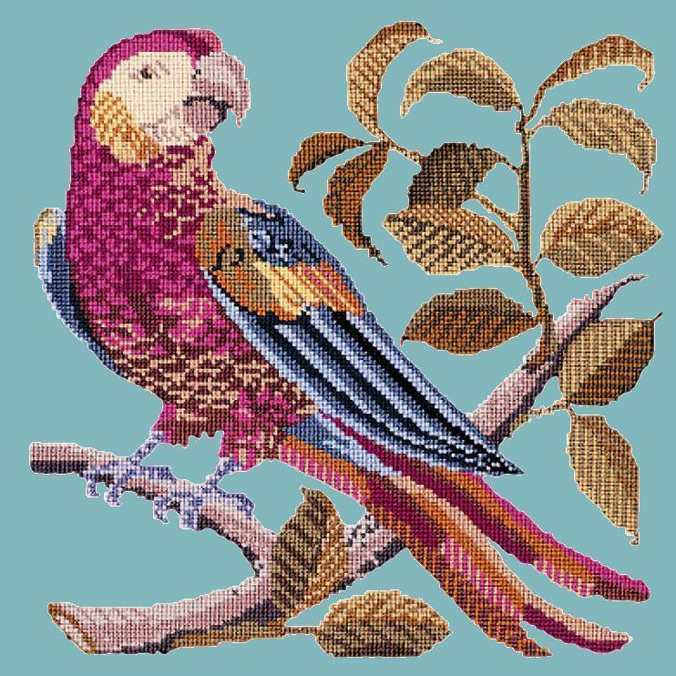 Pete the Parrot Needlepoint Kit Elizabeth Bradley Design Duck Egg Blue 