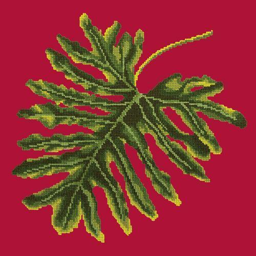 Philodendron Leaf Needlepoint Kit Elizabeth Bradley Design Bright Red 