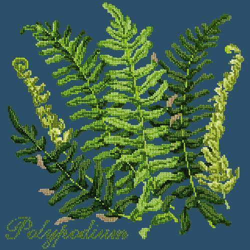 Polypodium Needlepoint Kit Elizabeth Bradley Design Dark Blue 