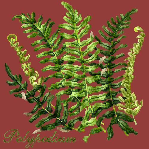 Polypodium Needlepoint Kit Elizabeth Bradley Design Dark Red 