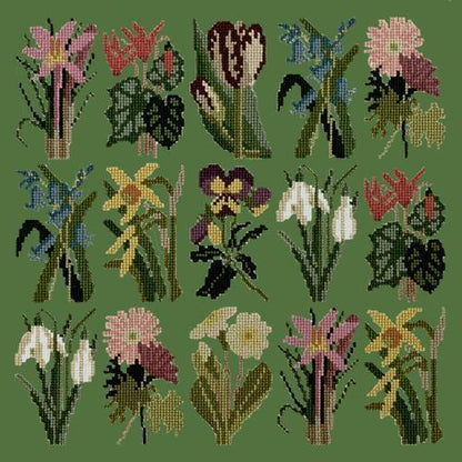 Primavera Needlepoint Kit Elizabeth Bradley Design Dark Green 