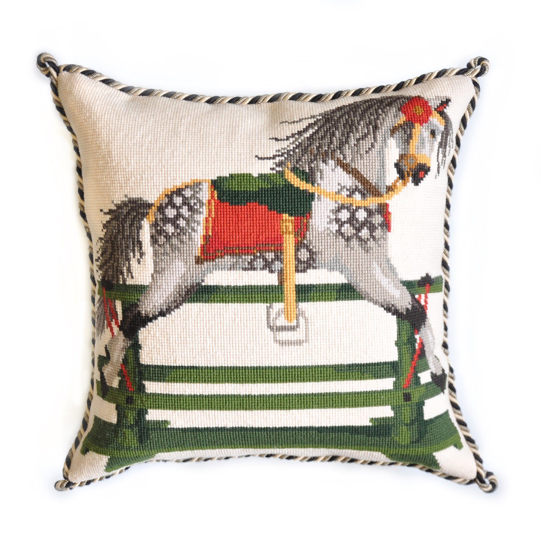 Rocking Horse Needlepoint Kit Elizabeth Bradley Design Cream 