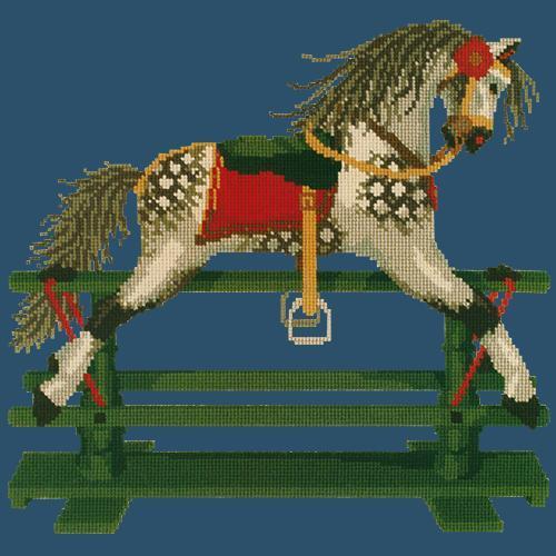 Rocking Horse Needlepoint Kit Elizabeth Bradley Design Dark Blue 