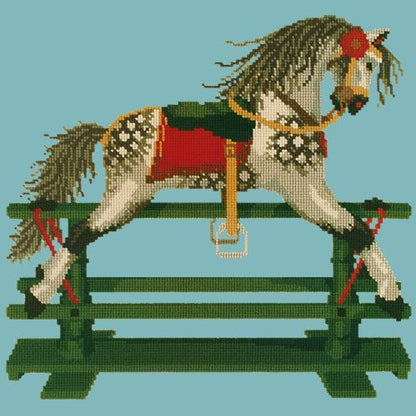 Rocking Horse Needlepoint Kit Elizabeth Bradley Design Duck Egg Blue 