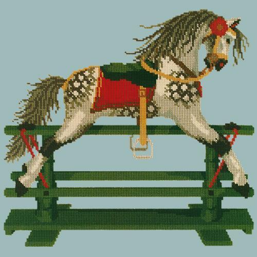 Rocking Horse Needlepoint Kit Elizabeth Bradley Design Pale Blue 