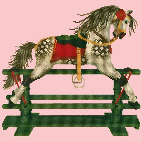 Rocking Horse Needlepoint Kit Elizabeth Bradley Design Pale Rose 