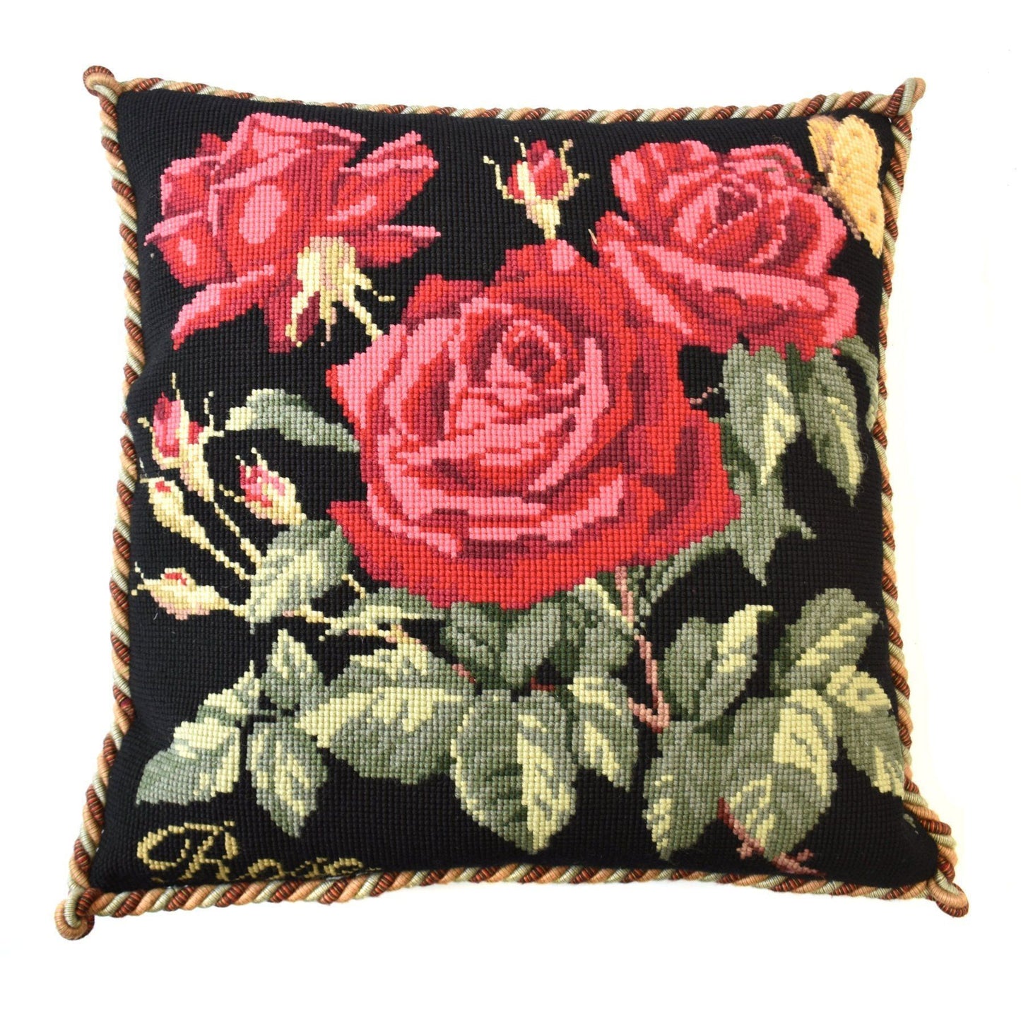 Rose Needlepoint Kit Elizabeth Bradley Design Black 