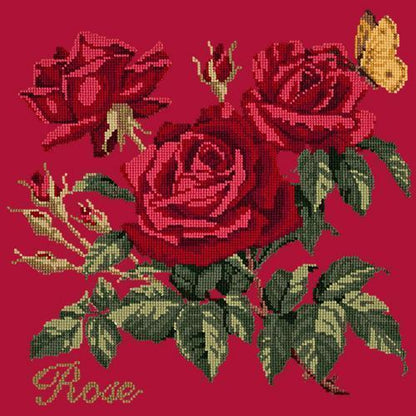 Rose Needlepoint Kit Elizabeth Bradley Design Bright Red 