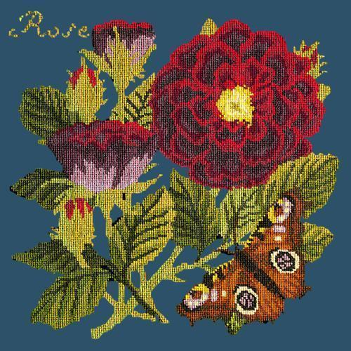 Rose Needlepoint Kit Elizabeth Bradley Design Dark Blue 