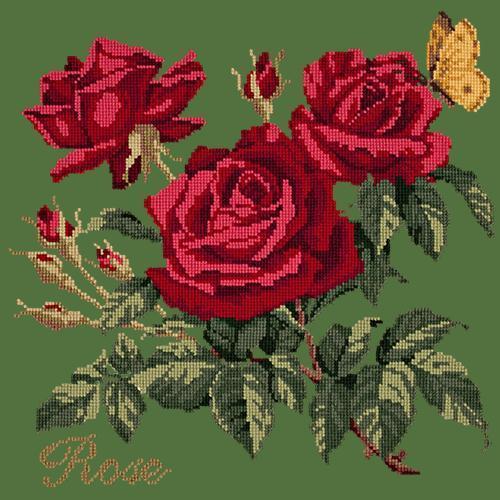 Rose Needlepoint Kit Elizabeth Bradley Design Dark Green 