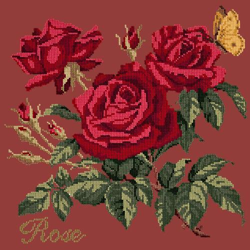 Rose Needlepoint Kit Elizabeth Bradley Design Dark Red 