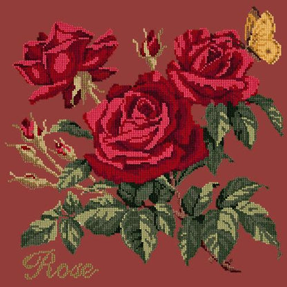 Rose Needlepoint Kit Elizabeth Bradley Design Dark Red 