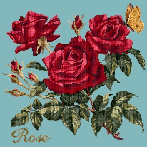 Rose Needlepoint Kit Elizabeth Bradley Design Duck Egg Blue 