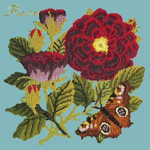 Rose Needlepoint Kit Elizabeth Bradley Design Duck Egg Blue 