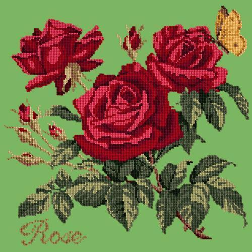 Rose Needlepoint Kit Elizabeth Bradley Design Grass Green 