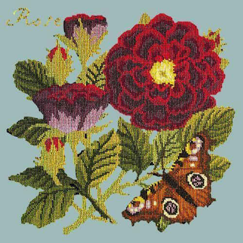 Rose Needlepoint Kit Elizabeth Bradley Design Pale Blue 