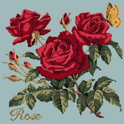 Rose Needlepoint Kit Elizabeth Bradley Design Pale Blue 