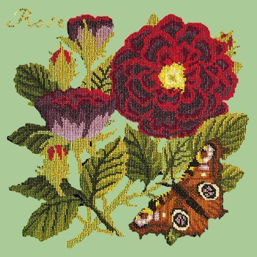 Rose Needlepoint Kit Elizabeth Bradley Design Pale Green 