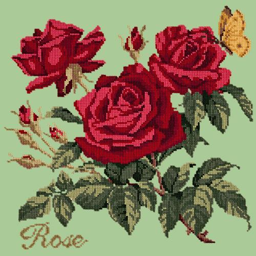 Rose Needlepoint Kit Elizabeth Bradley Design Pale Green 