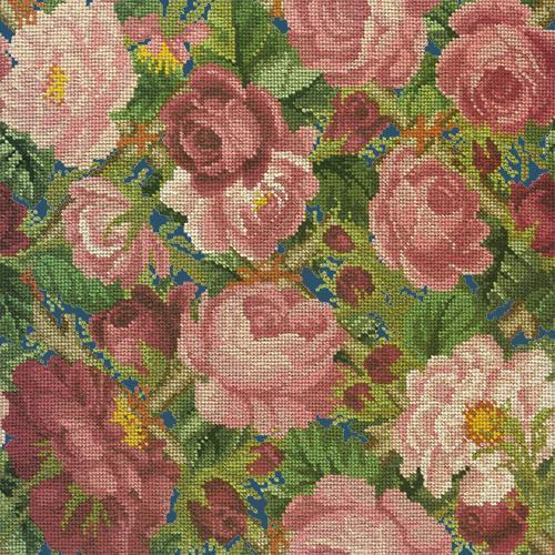 Rose Trellis Needlepoint Kit Elizabeth Bradley Design Dark Blue 