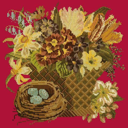 Spring Basket Needlepoint Kit Elizabeth Bradley Design Bright Red 