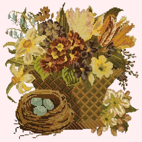 Spring Basket Needlepoint Kit Elizabeth Bradley Design Cream 