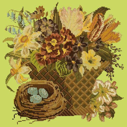 Spring Basket Needlepoint Kit Elizabeth Bradley Design Pale Lime 