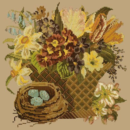 Spring Basket Needlepoint Kit Elizabeth Bradley Design Sand 