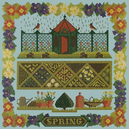 Spring Sampler Needlepoint Kit Elizabeth Bradley Design Pale Blue 