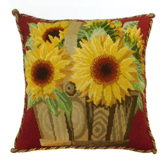 Sunflower Basket Needlepoint Kit Elizabeth Bradley Design Dark Red 