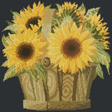 Sunflower Basket Needlepoint Kit Elizabeth Bradley Design Black 