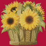 Sunflower Basket Needlepoint Kit Elizabeth Bradley Design Bright Red 