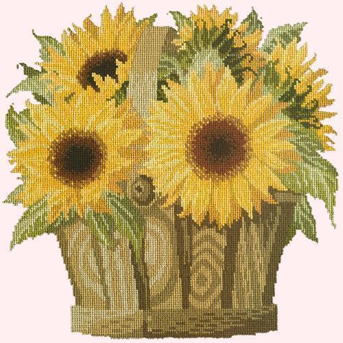 Sunflower Basket Needlepoint Kit Elizabeth Bradley Design Cream 
