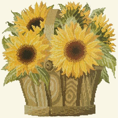 Sunflower Basket Needlepoint Kit Elizabeth Bradley Design Winter White 