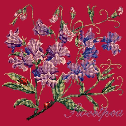 Sweetpea Needlepoint Kit Elizabeth Bradley Design Bright Red 