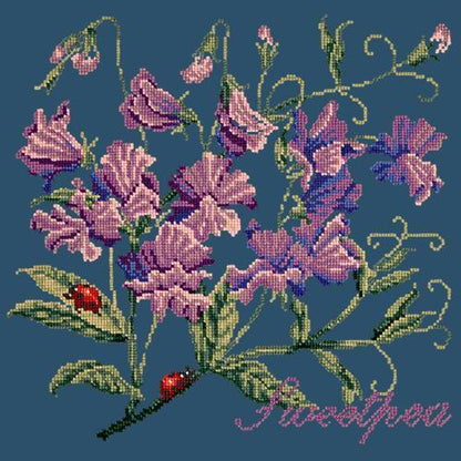 Sweetpea Needlepoint Kit Elizabeth Bradley Design Dark Blue 