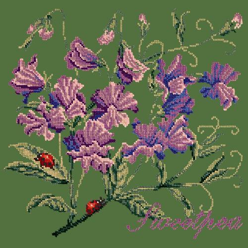 Sweetpea Needlepoint Kit Elizabeth Bradley Design Dark Green 