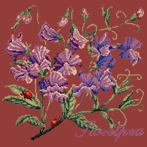 Sweetpea Needlepoint Kit Elizabeth Bradley Design Dark Red 