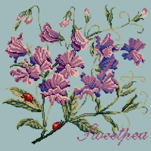 Sweetpea Needlepoint Kit Elizabeth Bradley Design Pale Blue 