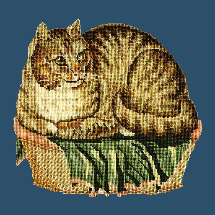 The Contented Cat Needlepoint Kit Elizabeth Bradley Design Dark Blue 