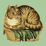 The Contented Cat Needlepoint Kit Elizabeth Bradley Design Pale Green 